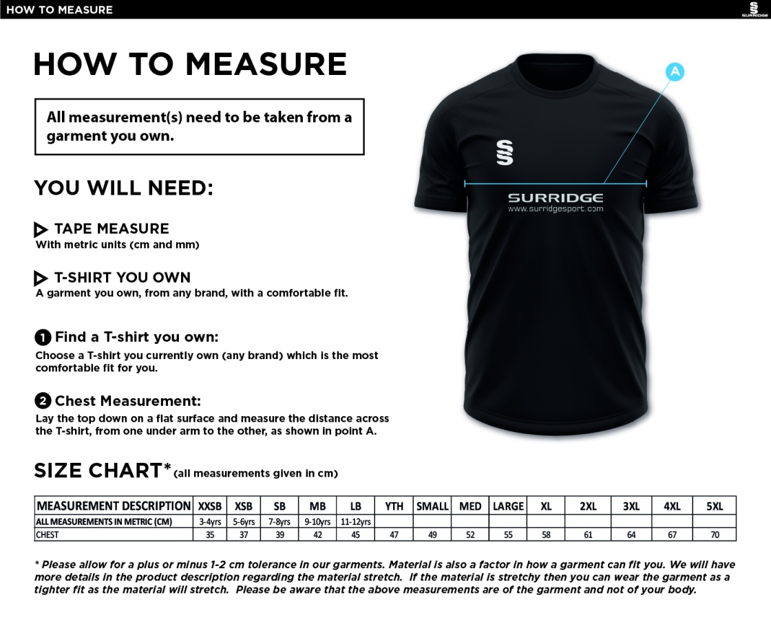 Burnt Ash Hockey Club -  Dual GK Shirt – Emerald - Unisex Fit - Size Guide
