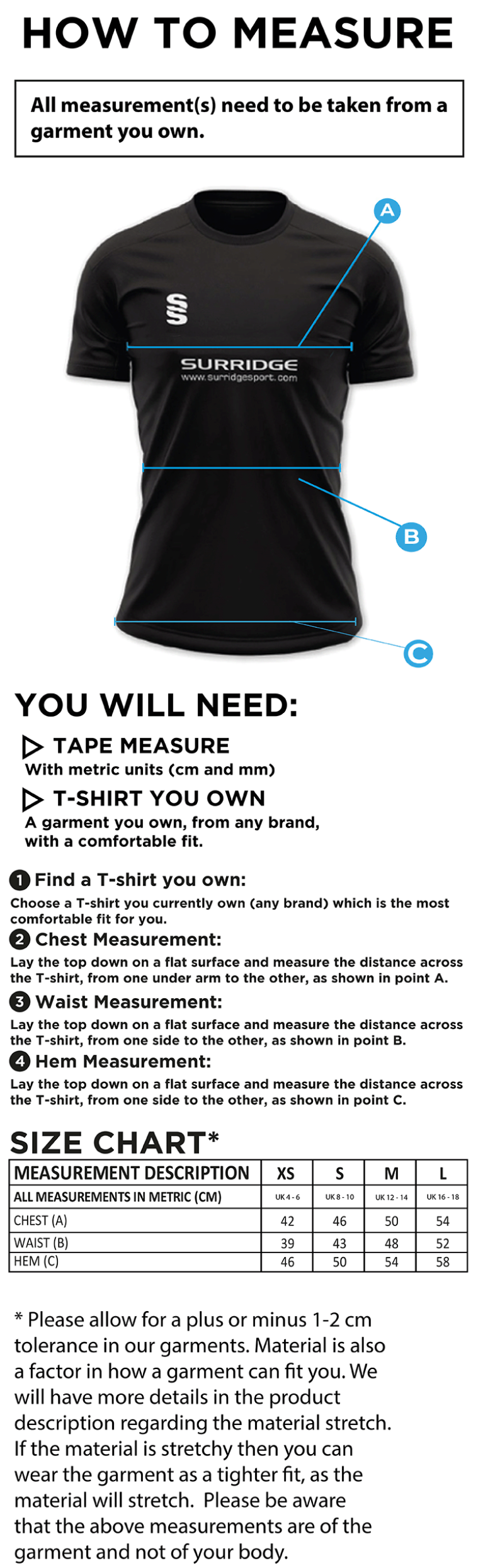 Burnt Ash Hockey Club - Dual Games Shirt - White - Womens Fit - Size Guide