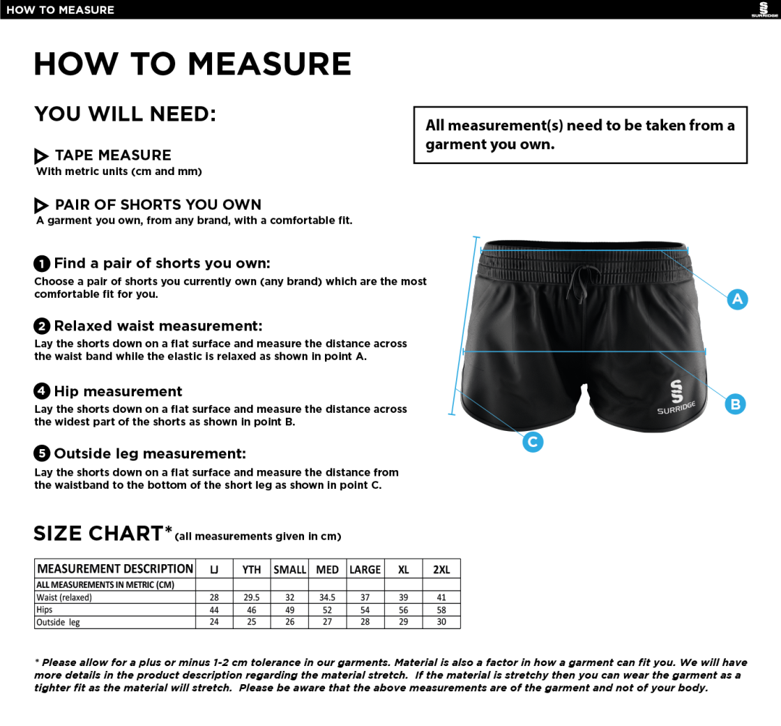 Burnt Ash Hockey Club - Dual Active Short - Women's - Size Guide