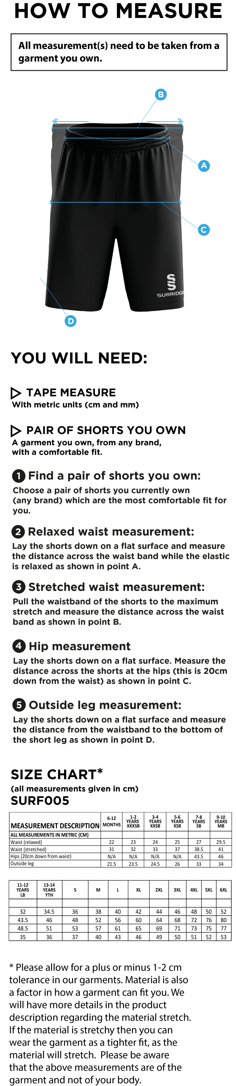 BURNT ASH HOCKEY MATCH SHORT - Size Guide