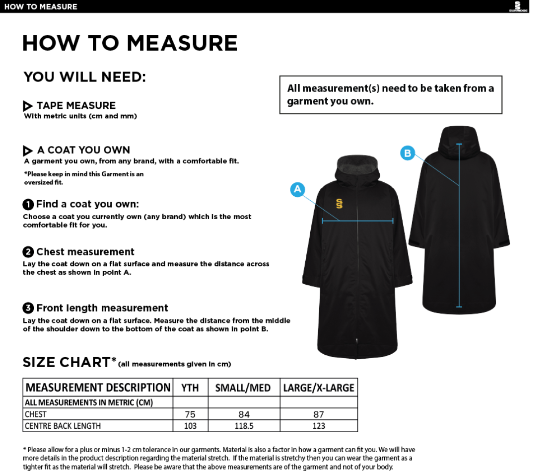 Thermal Robe - Navy - Size Guide